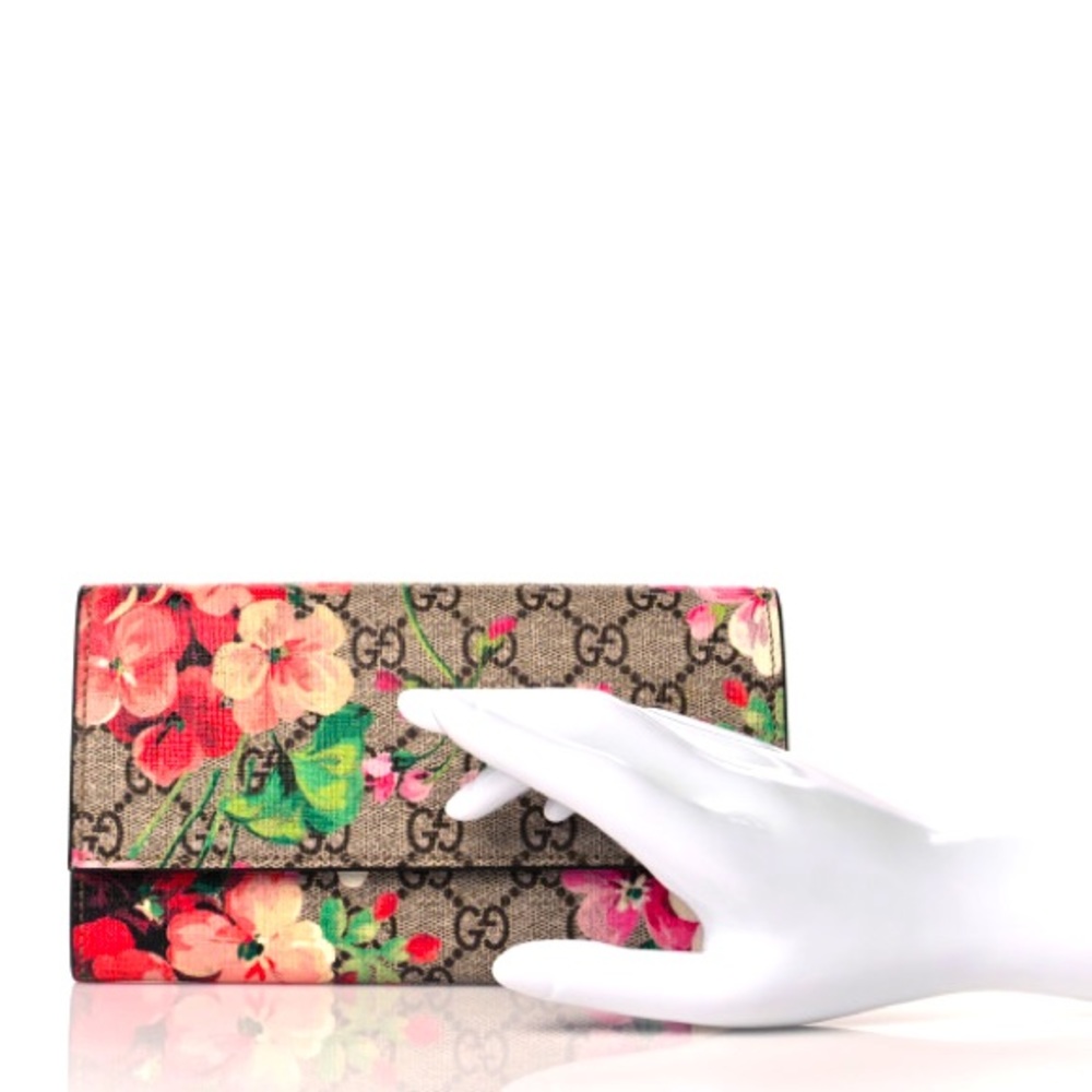 GG Supreme Monogram Blooms Continental Wallet